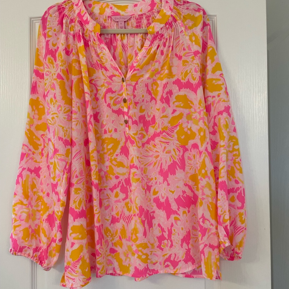 Lilly Pulitzer Elsa Top - pink and yellow